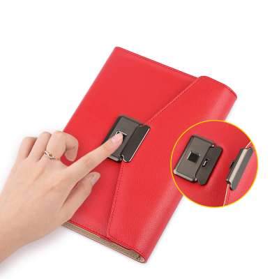 A5 PU Leather Notebook with Fingerprint Lock Diary Power Bank Charging Cables