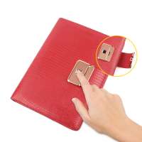 A5 Leather Intelligent Fingerprint Lock Notebook with Power Bank