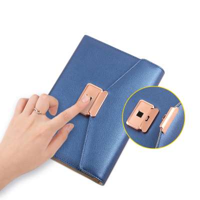 A5 PU Leather Intelligent Fingerprint Lock Diary with Power Bank