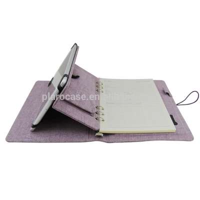 Linen Notebook Diary with Power Bank Tablet Holder Phone Case