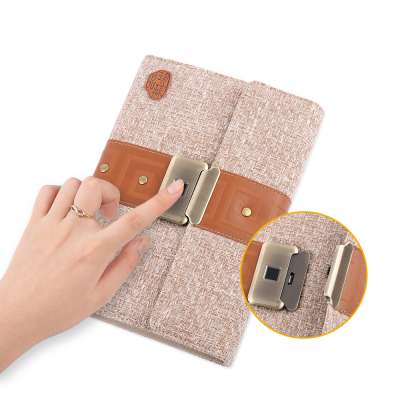 A5 PU Leather Notebook with Smart Fingerprint Lock Power Bank